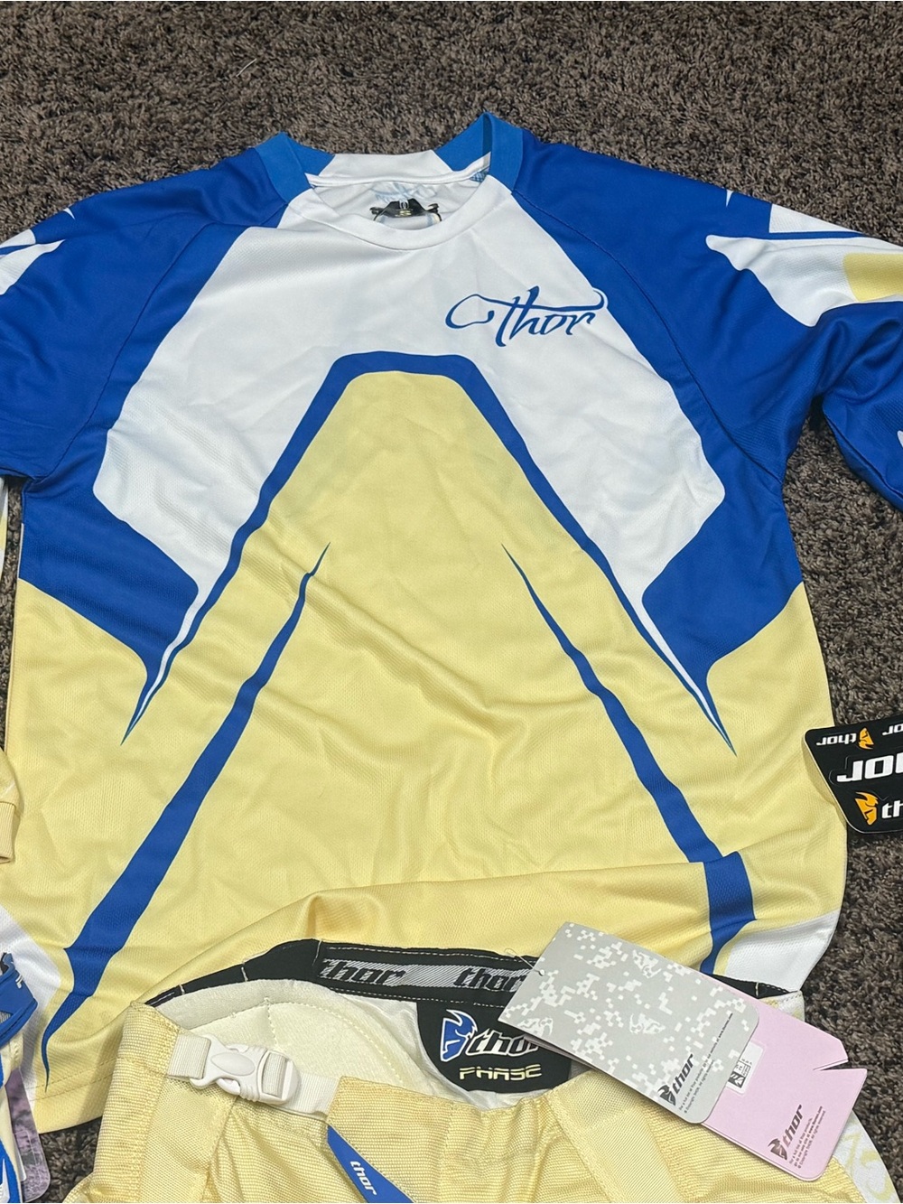 thor Yellow, Blue & White Motocross Jersey and Pants Set - Picture 2 of 6